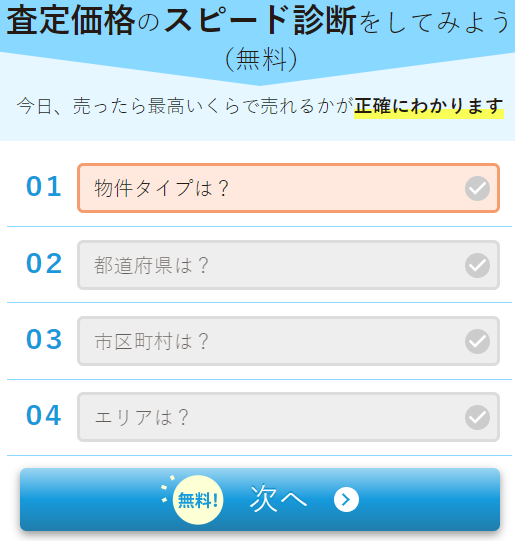 イエイの不動産売却査定の査定価格スピード診断の図
